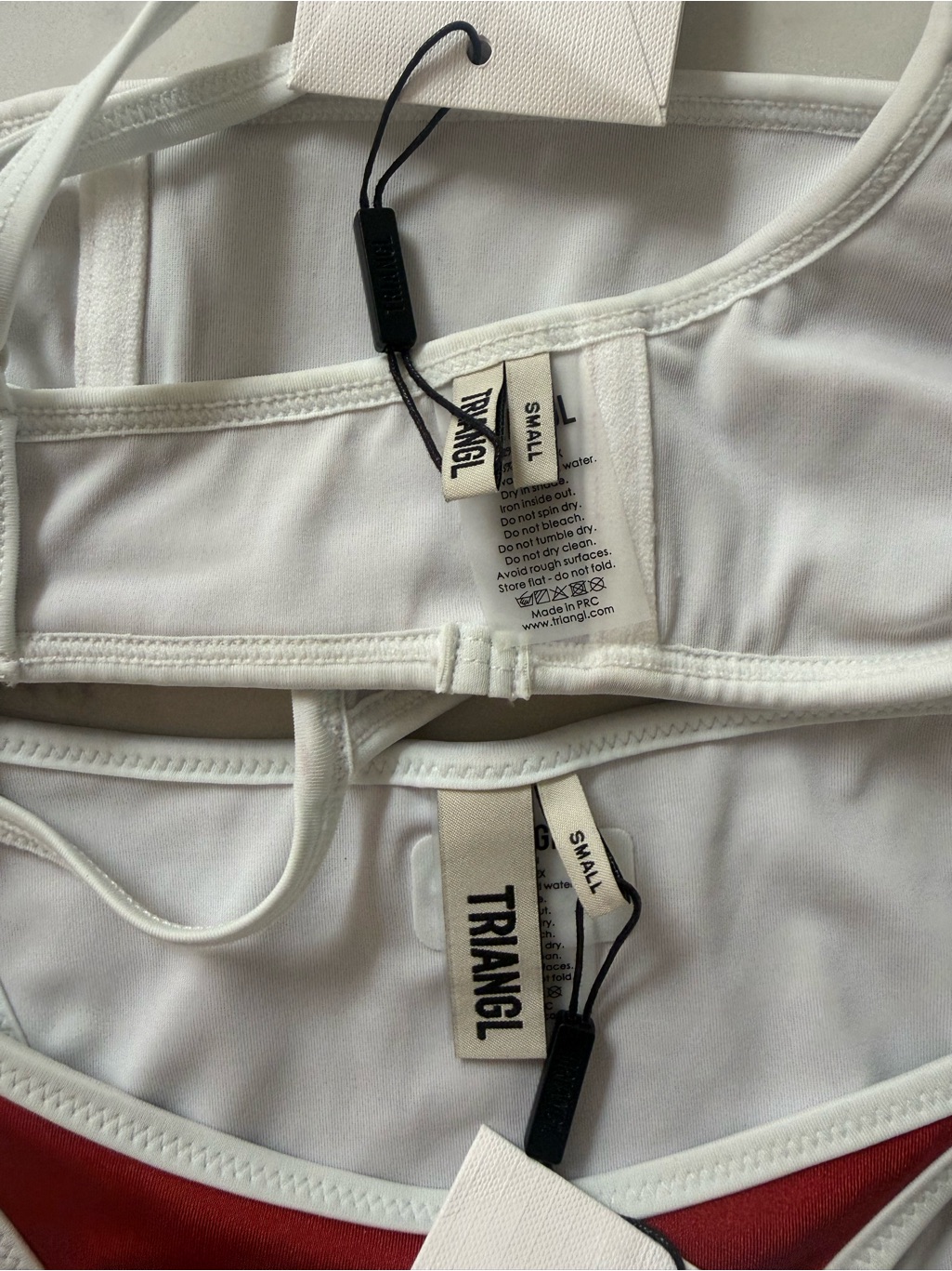 Triangl Mima Top + Vinca Bottoms Bikini Set - Nasse Red / White - Size Small — image 3 of 7